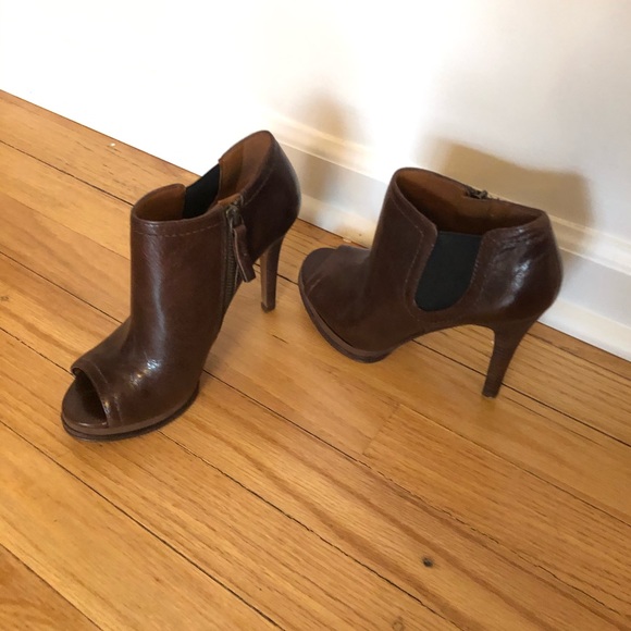 Nine West brown leather open toe bootie - 7 - Picture 1 of 6
